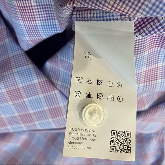 Hugo Boss | Sharp fit blue/purple plaid shirt - Picture 3 of 12